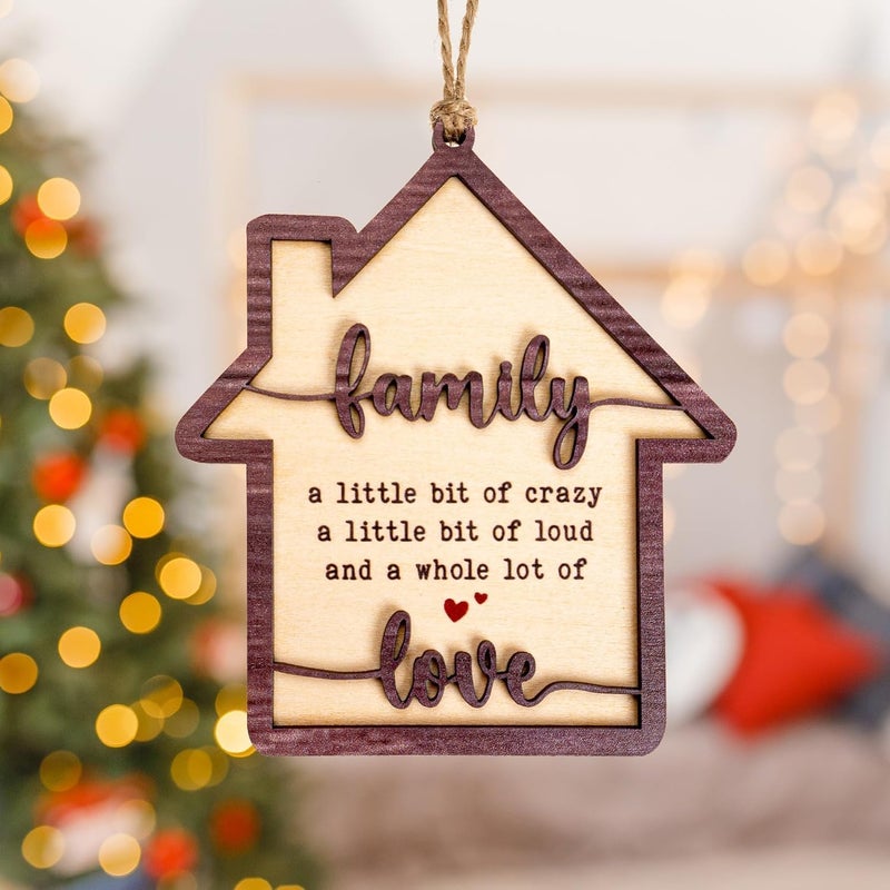 NELXI Family Ornament, Family Christmas Ornament, Christmas Ornaments 2025 – Wooden House-Shaped Holiday Keepsake, Funny Quote Gift, A Whole Lot of Love Tree Decoration, Home Themed Ornament - Image 4